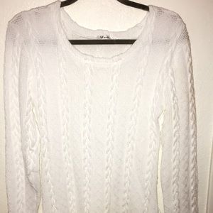 White Thigh Length Sweater Dress